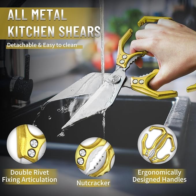 Dream Reach Heavy Duty Poultry Shears Kitchen Scissors for Food with Ergonomic Handle, Japanese High-Carbon Steel Cooking Scissors for Kitchen, Chicken, Meat, Seafood, Bone Cutting Christmas Gifts - Image 4