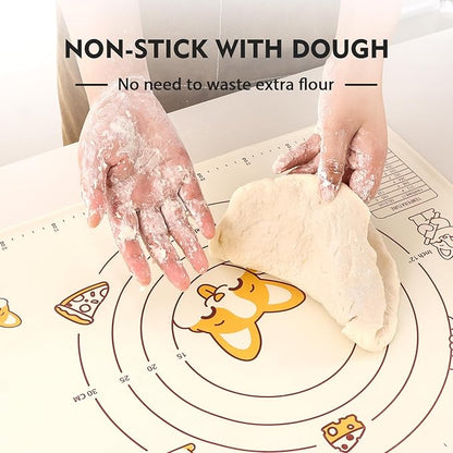Ourokhome Silicone Baking Mat Sheet and Pastry Dough Cutter, 0.5 Inch Thick 20'' X 16" BPA free Silicone Rolling Mat, Non-Stick and Anti-Slip, Dishwasher Safe (Beige) - Image 3