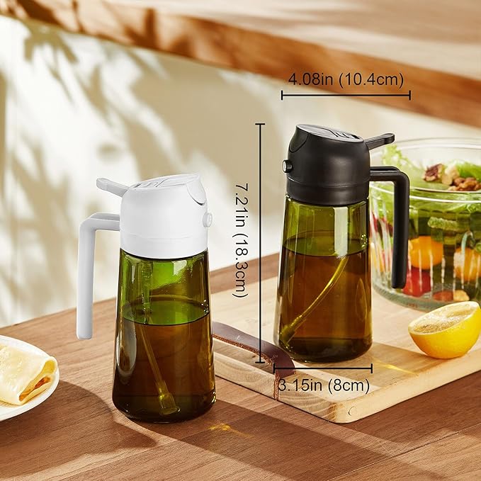 TrendPlain - Original 16oz/470ml Olive Oil Dispenser Bottle for Kitchen Gadgets and Air Fryer Accessories - Olive Oil Sprayer for Cooking w/Stickers - Black&White - Image 6