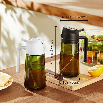 TrendPlain - Original 16oz/470ml Olive Oil Dispenser Bottle for Kitchen Gadgets and Air Fryer Accessories - Olive Oil Sprayer for Cooking w/Stickers - Black&Green - Image 6