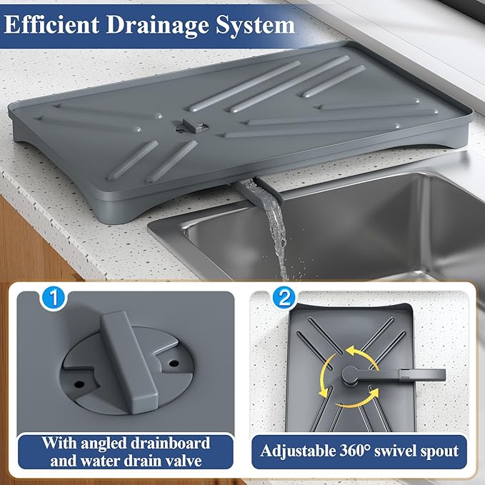 SNTD Dish Drying Rack for Kitchen Counter - Stainless Steel Dish Rack with Drainboard, Large Dish Drainer with Utensil Holder for Sink, Silver - Image 4