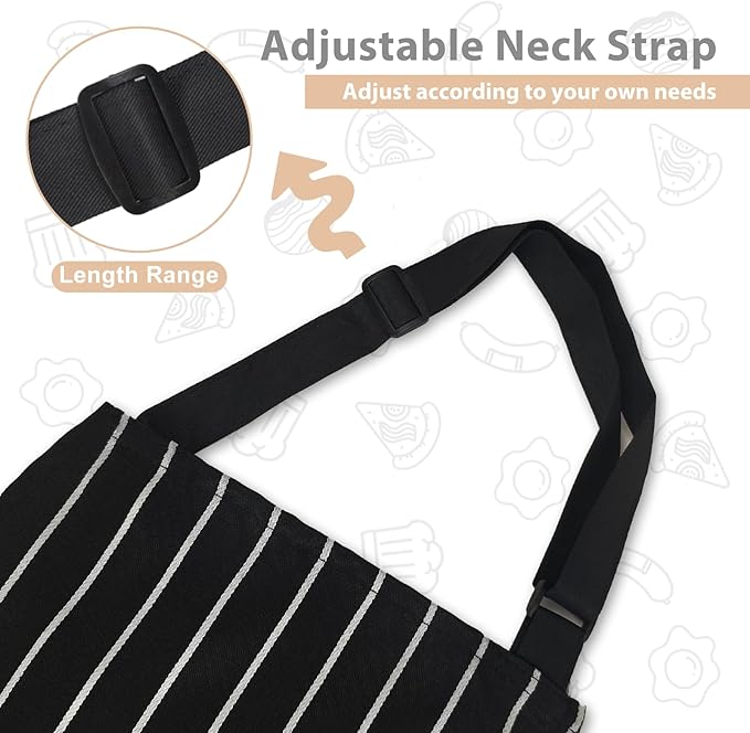 VALOME 2 Pack Kitchen Aprons, Apron for Cooking with 2 Pockets, Unisex Adjustable Neck Strap Chef Aprons for Men Women - Image 4