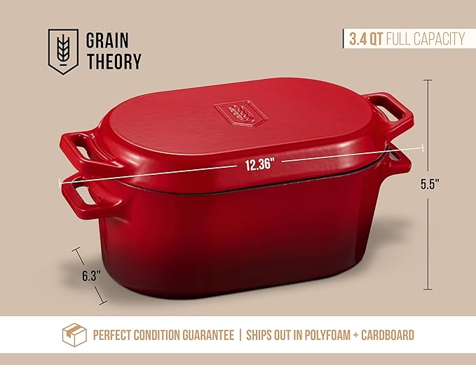 Kook Dutch Oven, for Bread Baking, Sourdough Loaf Pan, Dual Handles, Enameled Cast Iron, with Sling, Dishwasher Safe, Oven safe 500F, 3.4 Qt, Cherry Ombre - Image 8