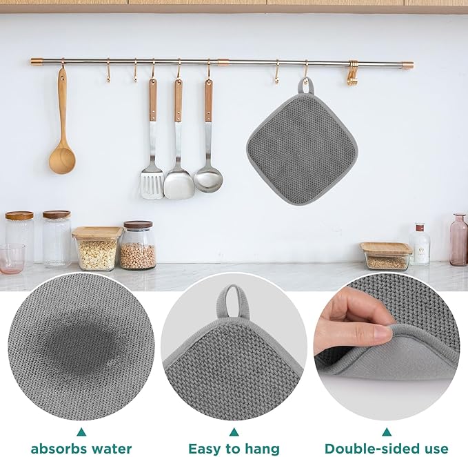 GeeRic Microfiber Dish Drying Mat, Super Absorbent Kitchen Dish Drying Pad for Mother's Day, Reversible Gift Mats for Countertop, 7 * 7 inch Gray - Image 4