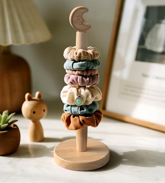 KitchLife Cute Wooden Paper Towel Holder Countertop - Solid Freestanding Paper Towel Dispenser Stand Organizer with Anti-Skid Base (Moon) - Image 9