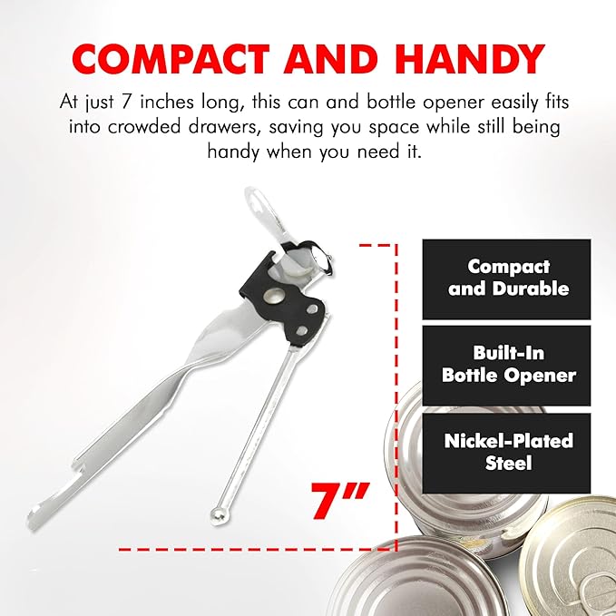 Chef Craft Select Can Opener with Bottle Opener, 7 Inch, Chrome, Nickle Plated - Image 4