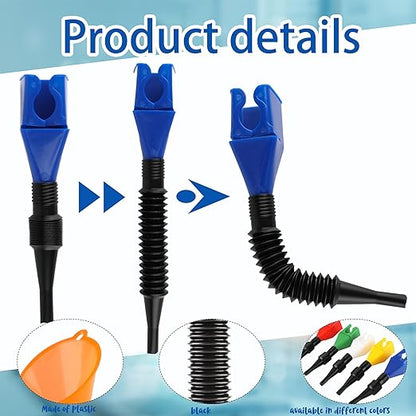 30 Pcs Automotive Funnel Set Wide Mouth Fuel Oil Funnel Plastic Long Neck Funnels for Automotive Flexible Right Angle with Detachable Spout and Filter for Water Gasoline Coolant Engine