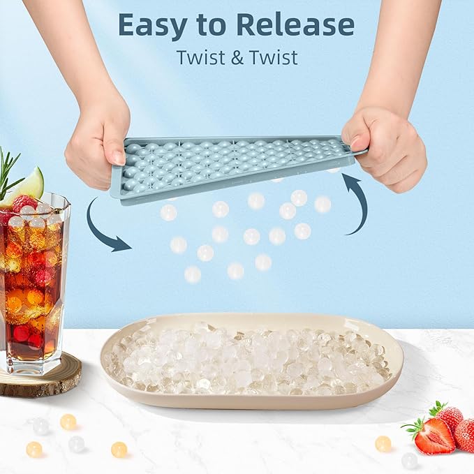 WIBIMEN Mini Ice Cube Trays, 0.55” Tiny Pebble Ice for Iced Coffee & Cocktails, Fast Chill, Easy Twist Release, Stackable (1 Pack, Blue) - Image 2