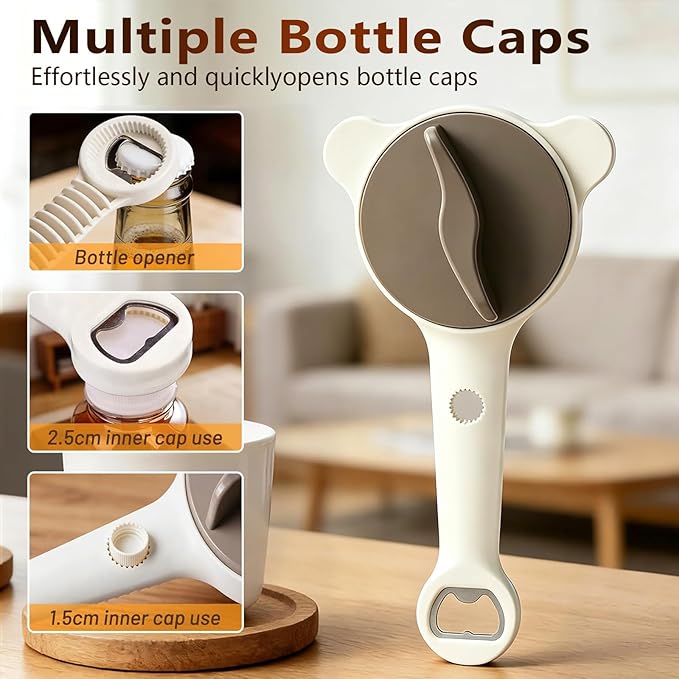 2026 New 4-in-1 Jar Opener, Adjustable Stainless Steel Opener for Jars, Bottles & Cans - Multifunctional Lid Remover for Seniors, Arthritis Sufferers, Ideal Kitchen Gadget (1PC)