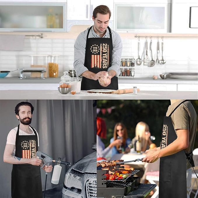 Us 250 Years Of Freedoms Apron With Pocket For Mens