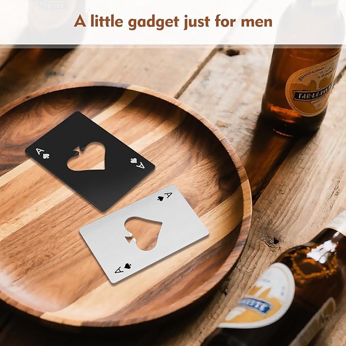6PCS Poker Card Bottle Openers, Stainless Steel Credit Card Size Beer Bottle Opener - 3 Black & 3 Silver Poker Themed Cap Openers (Ace of Spades Design) - Image 7