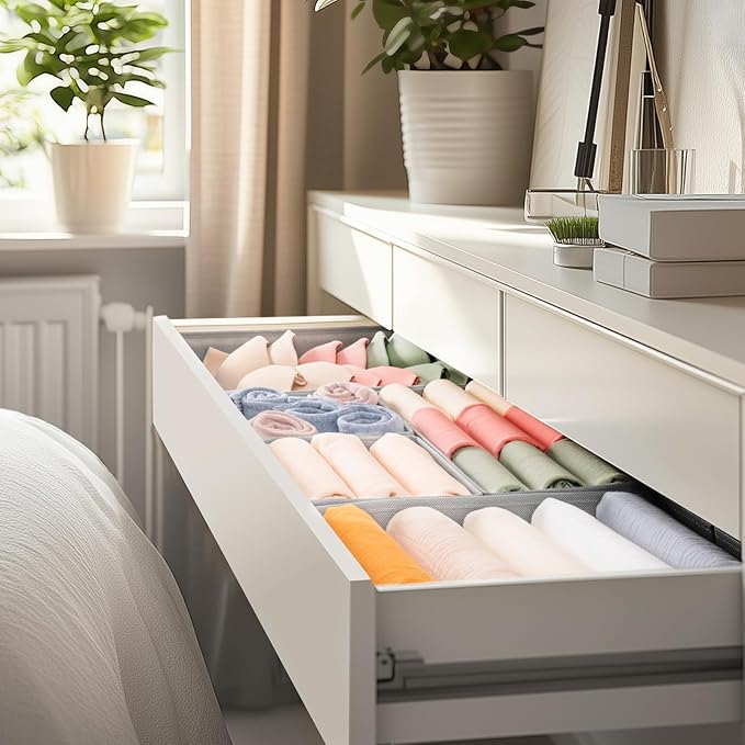 Criusia Drawer Organizer Clothes, 21 Pack Dresser Organizer for Baby Clothes, Underwear, Sock- Foldable Closet Organization and Storage Dividers Bins for Nursery, Bedroom (Grey) - Image 8