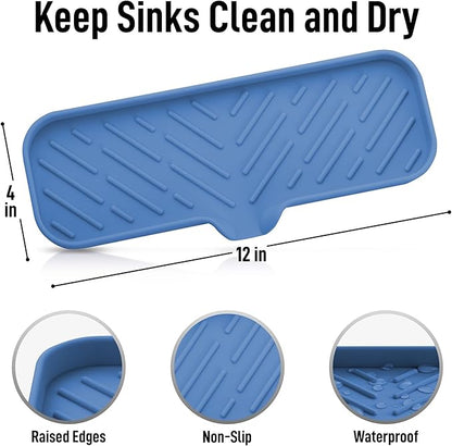 Zulay Kitchen Large Silicone Sponge Holder (12x4) – Flexible Sink Organizer Tray for Kitchen & Bathroom – Multipurpose Soap Dish for Sponges, Makeup, Trinkets & More (Provence Blue) - Image 4