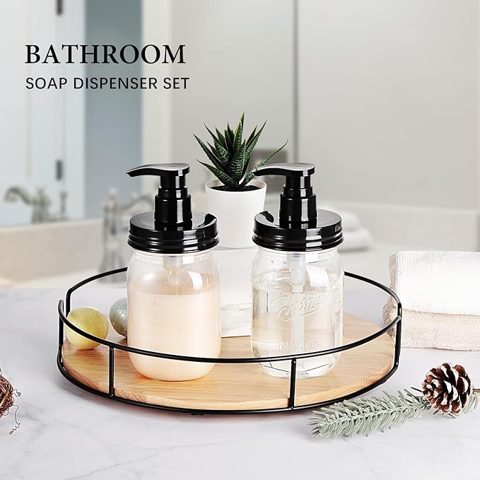 Amolliar Plastic Mason Jar Soap Dispenser with Pump Lid,16OZ Refillable BPA-Free Hand Soap Dispenser Set with Cute Lables - Farmhouse Decor for Kitchen/Bathroom, Liquid Soap,Dish Soap, Lotion - Image 4