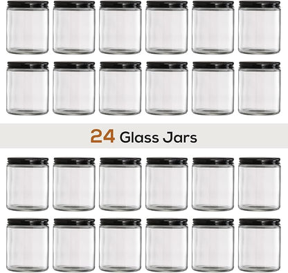 24 Pack, 8 OZ Thick Glass Jars with Metal Lids, Clear Round Candle Making Jars,Empty Food Storage Containers, Mason Canning Jar For Spice, Powder, Liquid, Sample, Lotion, Cosmetic,Dishwasher Safe - Image 3