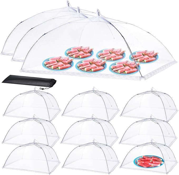 Food Covers for Outside - 3 Extra Large (40 x 25 in) & 9 Large (17 x 17 in) Food Tents/Food Covers for Outdoors Mesh Screen, Picnic Pool Party Supplies, Pop-Up and Collapsible by MakeYourHomeCozier%EF%BC%81
