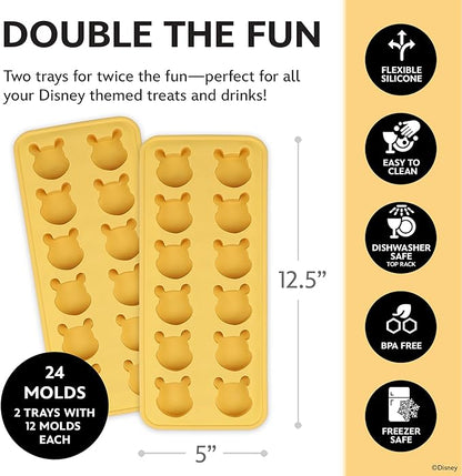 Disney Pooh Silicone Ice Cube Tray – 2 Pack Ice Trays for Freezer with Fun Pooh Ice Molds – Flexible BPA-Free Silicone Molds for Ice, Chocolate, and More