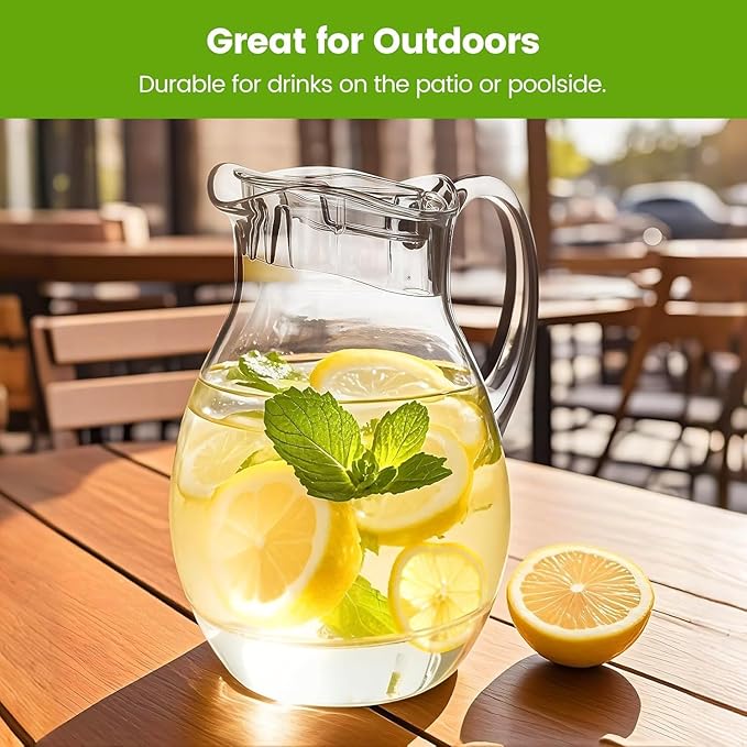 Small Clear Plastic Pitcher with Lid (72 oz), Unbreakable Water Pitcher with Handle, Fridge Jug, BPA-Free, Shatter-Proof, Great for Iced Tea, Sangria, Lemonade, Juice, Milk, and More - Image 7