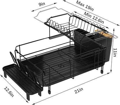Runnatal Large Dish Drying Rack with Drainboard Set, Stainless Steel Detachable 2-in-1 Large-Capacity 2-Tier Over The Sink Anti-Rust Dish Rack and Dish Drainer for Kitchen Counter - Image 2