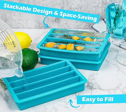 Webake Silicone Ice Cube Trays for Water Bottles Ice Cube Mold 12 Cavity, Easy Release Long Ice Cube Sticks For Bottled Beverage, Soda, Sport Drinks, Burritos Egg, Pack of 3