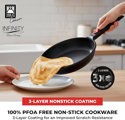 BRA COOKWARE Infinity Nonstick Frying Pan | 10.2-Inch Cast Aluminum Skillet | PFOA/PFAS Free Fry Pan | Removable Handle | All Cooktops (incl Induction) Searing Skillet | Oven Safe up to 425°F
