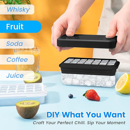 PHINOX Ice Cube Tray with Lid and Bin, 3 Pack Plastic Ice Cube Tray Molds, 84 pcs Ice Trays for freezer, Chilling Drinks, Whiskey & Cocktails, with Ice Container and Ice Scoop, BPA-Free - Image 4