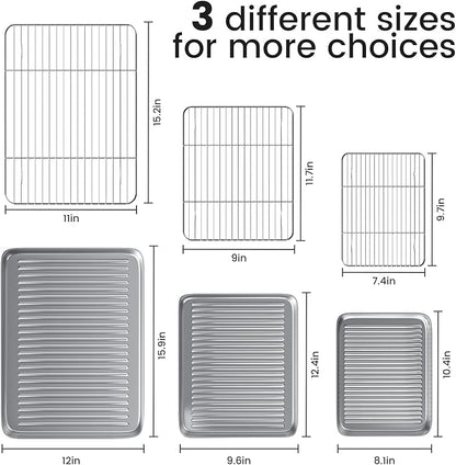 Baking Sheet with Wire Rack Set: 3 Baking Pans + 3 Cooling Racks for Cooking and Baking - Stainless Steel Nonstick Bacon Pans for Oven, Warp Resistant & Heavy Duty & Rust Free - Image 2