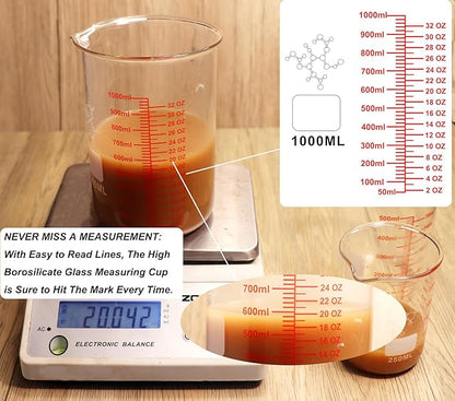 High Borosilicate Glass Measuring Cup-V-Shaped Spout,1000ml(32OZ) Glass Measuring Beaker for Kitchen or Restaurant, Easy to Read - Image 3