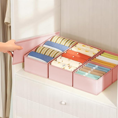 DIMJ Drawer Organizers Clothes, Set of 16 Dresser Organizer Bins, Fabric Closet Organizers and Storage, Shallow Drawer Dividers for Nursery, Clothing, Baby Clothes, Socks, Underwears, Tie (Pink) - Image 3