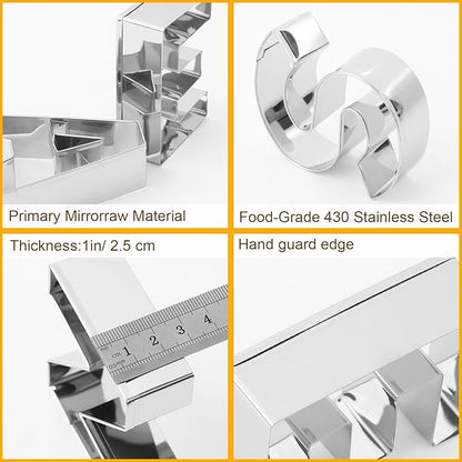 Letter Cookie Cutters Shapes Large 3 Inch - 26 Pcs Stainless Steel Alphabet Letter Cookie Cutter Set Fondant Biscuit Fruit Dough Mold Tools for Sandwich, Birthday, Christmas, and Holiday Party