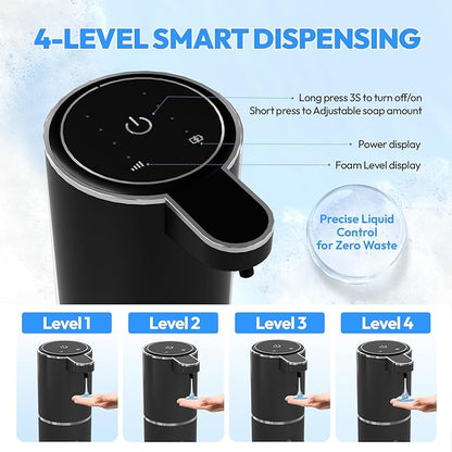 2 Pack Automatic Soap Dispenser Touchless,Liquid Hand Soap Dispenser 12.8oz Electric Wall Mounted Smart for Bathroom and Kitchen Dish Soap，Easy for Toddlers(Black) - Image 2
