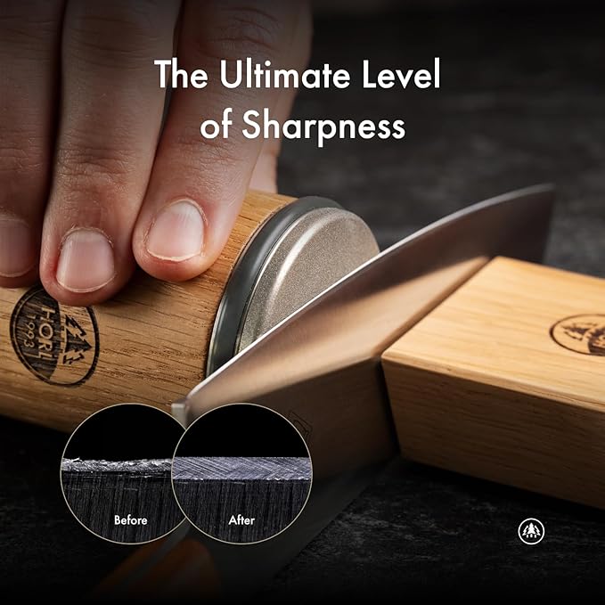 HORL 2 Oak Kitchen Knife Sharpener for Razor Sharp Edges Made in Germany - Rolling Sharpener for knives - Rolling Knife Sharpening Kit with Magnetic Holder with 15 & 20 Degrees - Image 2