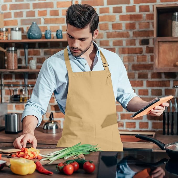 15 Pcs Adult Aprons Bulk with Pockets Adjustable Bib Chef Apron for Women Men Painting Cooking Crafting (S/L) - Image 7