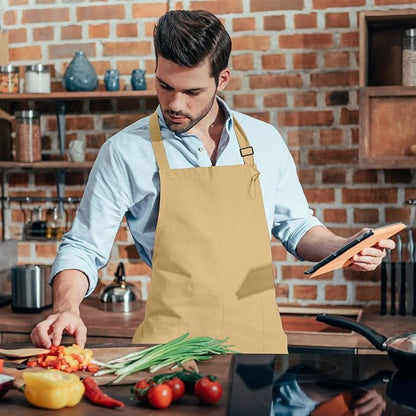 15 Pcs Adult Aprons Bulk with Pockets Adjustable Bib Chef Apron for Women Men Painting Cooking Crafting (S/L) - Image 7