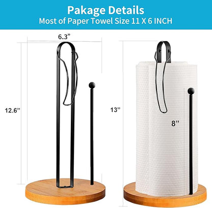 Wood Paper Towel Holder Countertop, TONLEA Kitchen Paper Towel Holder FreeStanding with Fixer for Kitchen and Bathroom Organization, Kitchen Roll Holder for Standard and Large Rolls - Image 2