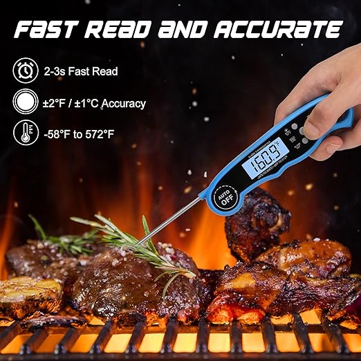 Digital Meat Thermometer for Cooking - Comluck CA002 Instant Read Meat Thermometer for Grilling and Smoking 2-in-1 Dual Probe Oven Safe Food Thermometer with Alarm for Grill BBQ Steak Turkey - Image 2