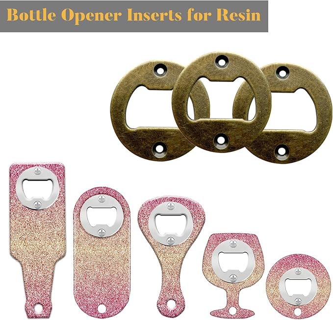 Bottle Opener Insert - 50 Sets Stainless Steel Inserts Kit with Screws Screwdriver for DIY Resin Mould Kit Hardware Parts Supply（brown) - Image 3