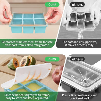 Large Ice Cube Tray for Whiskey: FDDBI Silicone Ice Cube Trays with Lid - 2Pack Big Square Old Fashioned Ice Cube Maker for Cocktail - 2inch Huge Cubed Ice Trays for Whisky - Image 3