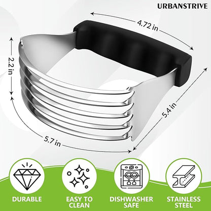 Urbanstrive Large Pastry Cutter Tool, Top Professional Pastry Blender Stainless Steel, Heavy Duty Dough Blender, Dishwasher Safe Baking Supplies Baking Tools, Black