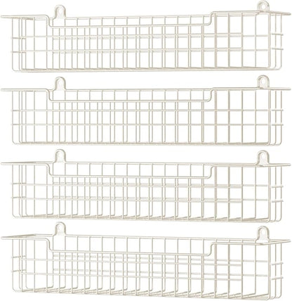 Spice Rack, 4-Pack Seasoning Organizer Wall Mount for Kitchen Storage Organization, Spice Holder Metal Shelf Saving Space for Cabinet, RV, Pantry, White by GUUKAR