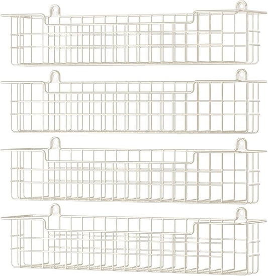 Spice Rack, 4-Pack Seasoning Organizer Wall Mount for Kitchen Storage Organization, Spice Holder Metal Shelf Saving Space for Cabinet, RV, Pantry, White by GUUKAR