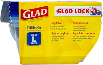 Glad GladWare Tall Entree Food Storage Containers with Lids, Large Square BPA Free Plastic for Meal Prep and Lunches, Lock Tight Seal, Microwave and Dishwasher Safe, 42 Oz, 3 Count - 6 Pack - Image 6