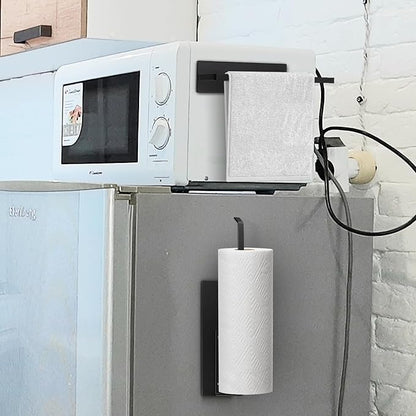 Paper Towel Holder Black, Toilet Paper Roll Holder Magnetic Towel Rack Wall Mount Fridge Organizer Shelf for Towels Rolls Bar Bathroom Toilet Pantry RV Essentials Kitchen Organizers and Storage 2 Pack - Image 6