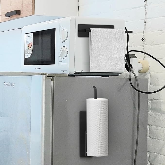 Paper Towel Holder, Magnetic Paper Towel Holder for Fridge, Toilet Paper Roll Holder Magnet Towel Rack Wall Mount Fridge Organizer for Paper Towels Rolls Bathroom Pantry RV Kitchen Storage - Image 8