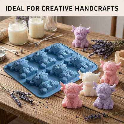 Mini Highland Cow Ice Cube Mold - Cute 3D Silicone Tray for Whiskey, Cocktails & Party Drinks, Fun Cow-Shaped Ice Maker for Bar, Home, Birthday Gift for Cow Lovers