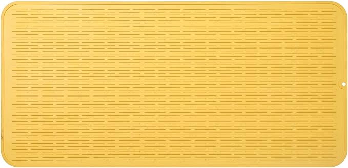 MicoYang Silicone Dish Drying Mat for Multiple Usage,Easy clean,Eco-friendly,Heat-resistant Silicone Mat for Kitchen Counter or Sink,Refrigerator or Drawer Liner Yellow 5XL 36inches x 18inches by MicoYang