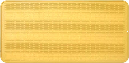 MicoYang Silicone Dish Drying Mat for Multiple Usage,Easy clean,Eco-friendly,Heat-resistant Silicone Mat for Kitchen Counter or Sink,Refrigerator or Drawer Liner Yellow 5XL 36inches x 18inches by MicoYang