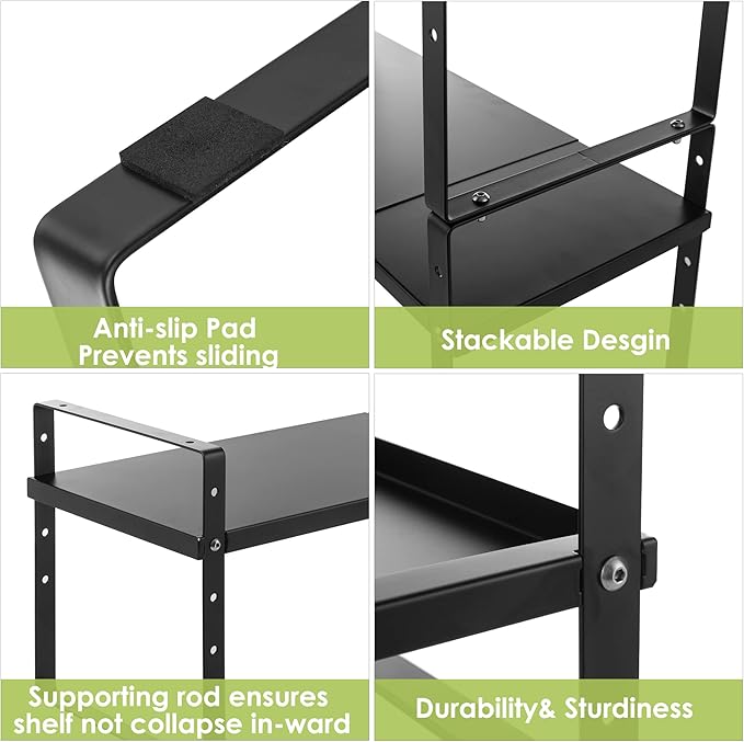 Across-Star Expandable Cabinet Shelf Organizer Rack, Stackable Kitchen Counter Storage Shelves Stand, Adjustable Height Pantry Shelf Spice Rack (Black, 1 Pack) - Image 6
