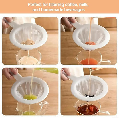 Ultra-Fine Nylon Mesh Strainer- Mini Kitchen Colander for Coffee, Milk, Yogurt, Juice - Non-Slip Handle & Hanging Hole (120/200 Mesh)