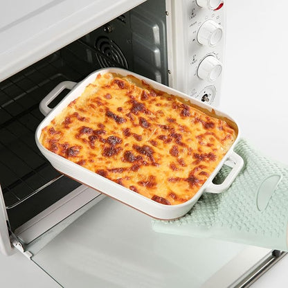 Sweejar Relief Casserole Dishes for Oven, Ceramic 9x13 Baking Pans Set for Cooking, Cake, Banquet and Daily Use, Rectangular Bakeware Set, Porcelain Baking Dish, Lasagna Pan Deep with Handles(Color Blocking) - Image 5